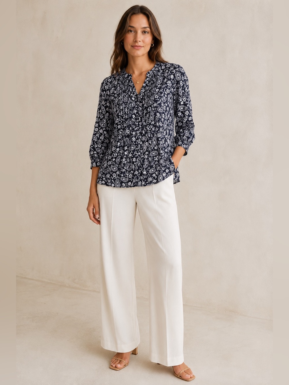 Tommy Hilfiger Women’s Navy Blue Paisley Floral Blouse XS NWT